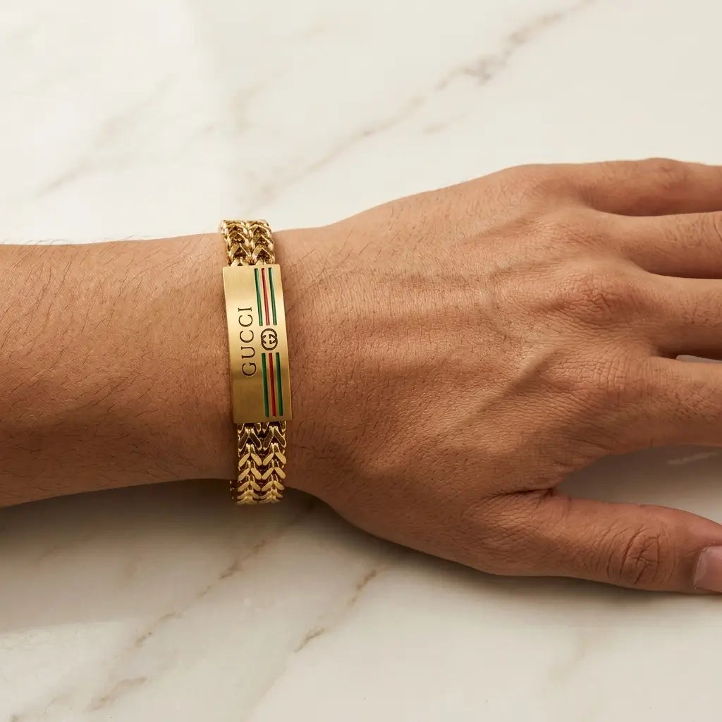 Luxury Italian Style Braided Link Bracelet – Gold Gucci Edition