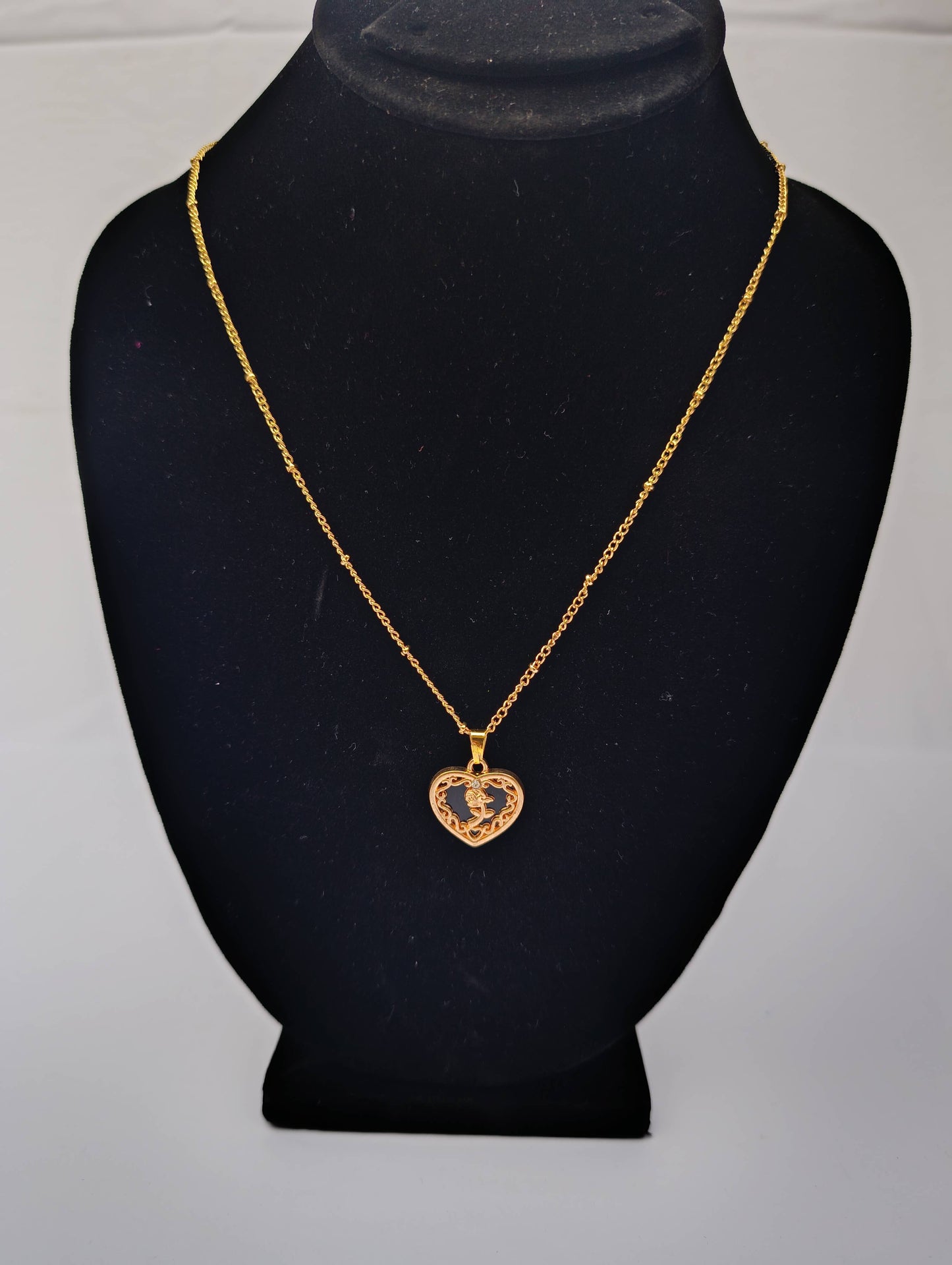 2 in 1 Gold Heart Locket Necklace - Vintage Style Photo Pendant
