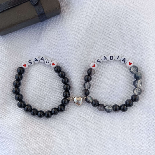 The Soulmate Connection: Matching Name Pair Bracelets for Couples | Set of 2