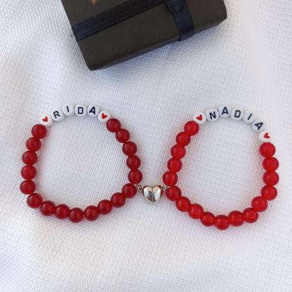 The Soulmate Connection: Matching Name Pair Bracelets for Couples | Set of 2
