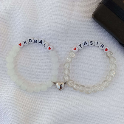 The Soulmate Connection: Matching Name Pair Bracelets for Couples | Set of 2