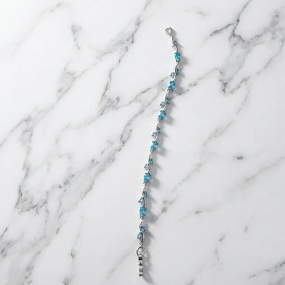 Dainty Crystal Vine Leaf Bracelet - Ocean Blue Edition