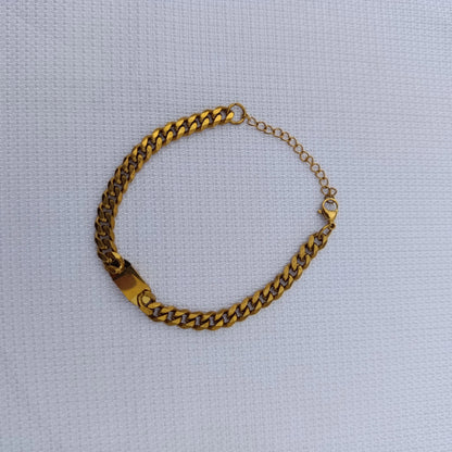 Non Faded Stainless Steel Classic Cuban ID Chain Bracelet, Classic Gold & Sleek Silver, Minimalist ID Wristwear (Adjustable)