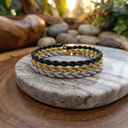 Premium Men's Twisted Rope Chain Bracelet - Adjustable (Gold, Silver, Black)