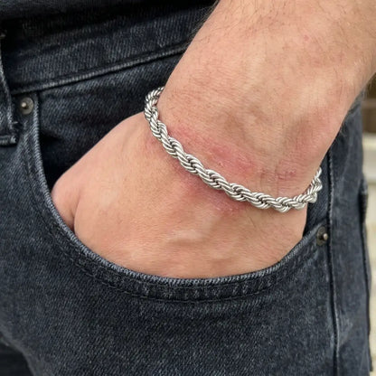 Premium Men's Twisted Rope Chain Bracelet - Adjustable (Gold, Silver, Black)