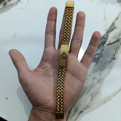 Premium Men's Gold Braided Chain Bracelet – Iconic LV Emblem