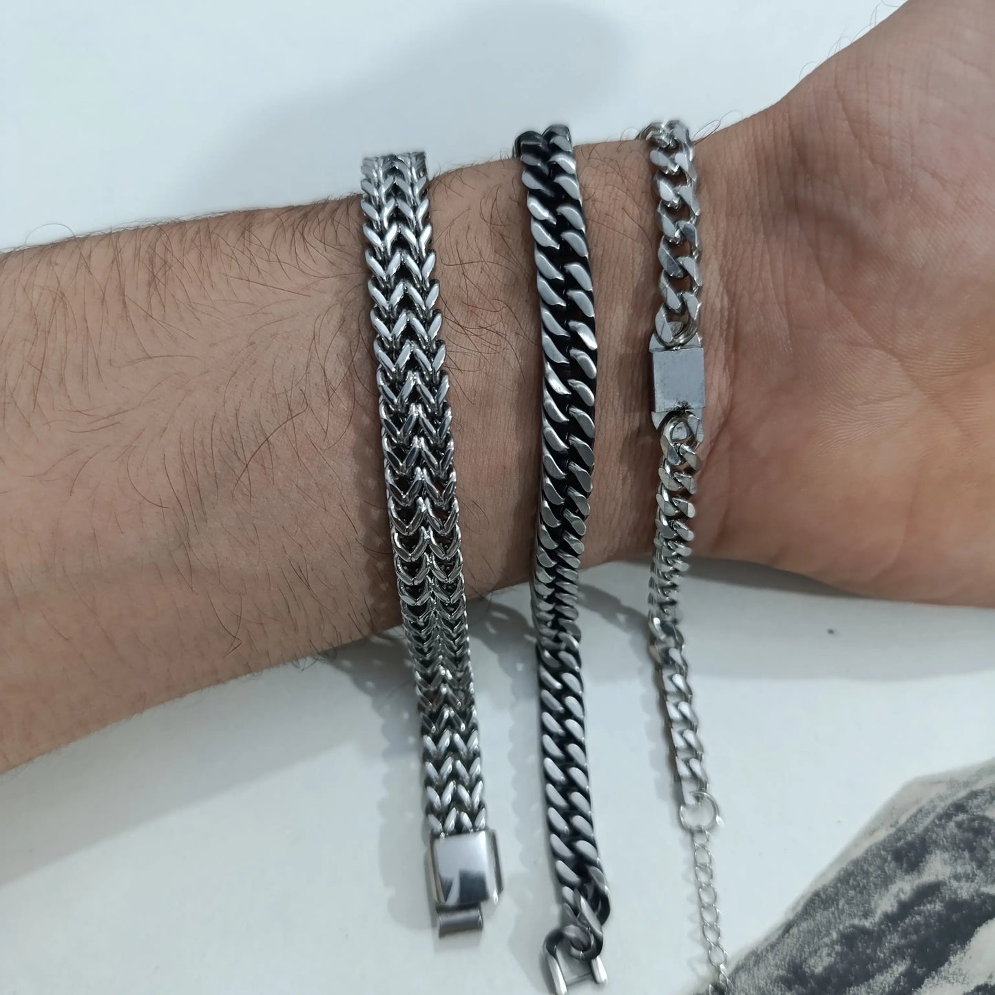 3-Piece Royal Gold/Silver Stainless Steel Bracelet Combo Set