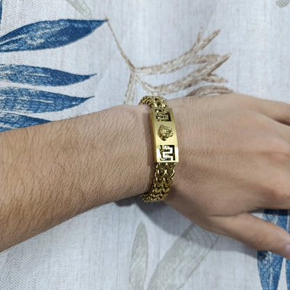 Premium Gold Braided Chain Bracelet with Signature Motif