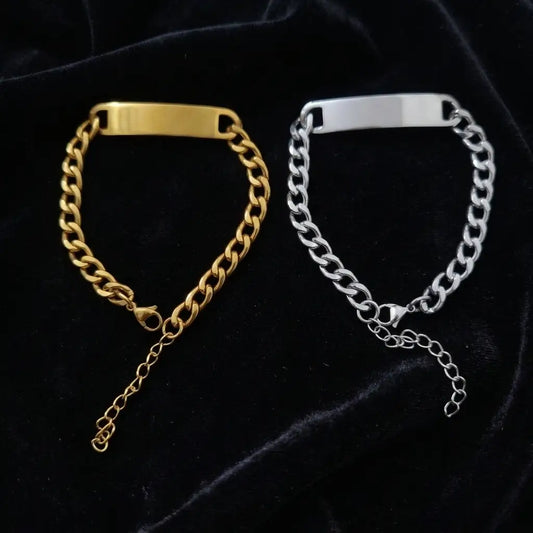 Premium Sleek ID Plate Cuban Link Bracelet - Stainless Steel (Adjustable)