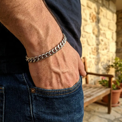 Classic Cuban Link Adjustable Bracelet – Stainless Steel - Charm Bands