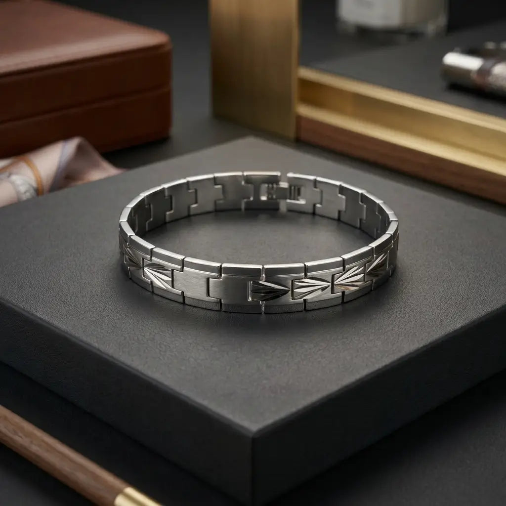 Imperial Metallic Auto-Fit Flexible Bracelet – Premium Dual-Tone Chevron Edition
