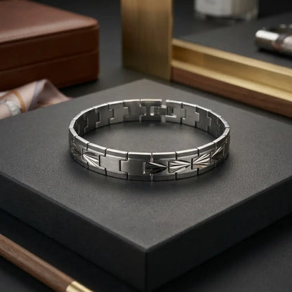 Imperial Metallic Auto-Fit Flexible Bracelet – Premium Dual-Tone Chevron Edition