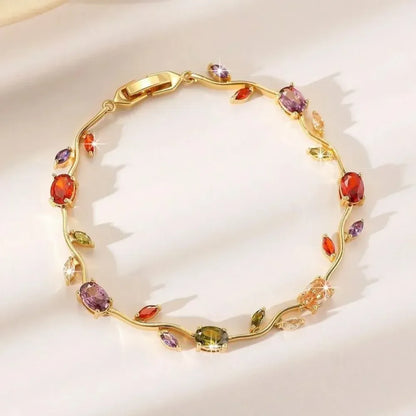 Luxury Multicolor Floral Vine Bracelet - Anti-Tarnish Gold Plated Jewelry
