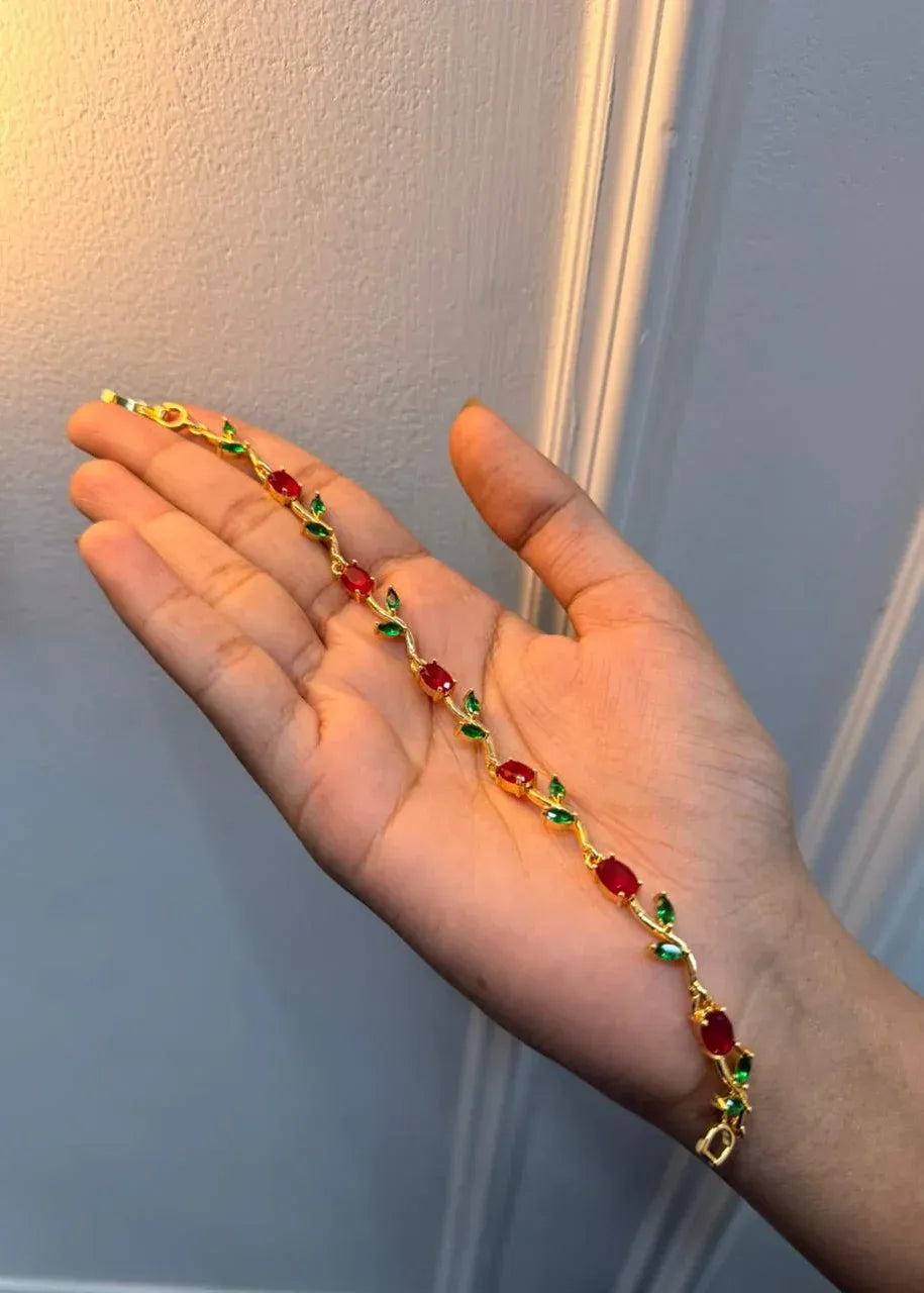 Royal Crimson Vine Bracelet – Luxury Floral Rose Collection