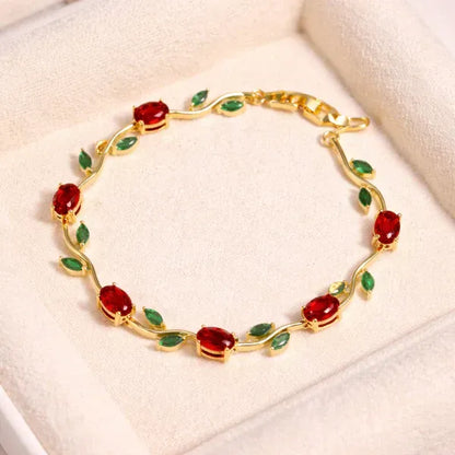 Royal Crimson Vine Bracelet – Luxury Floral Rose Collection