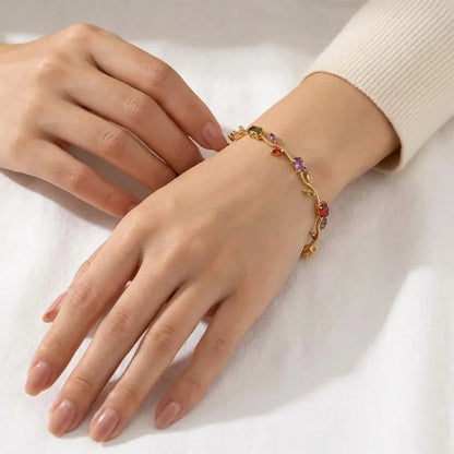 Luxury Multicolor Floral Vine Bracelet - Anti-Tarnish Gold Plated Jewelry