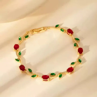 Royal Crimson Vine Bracelet – Luxury Floral Rose Collection