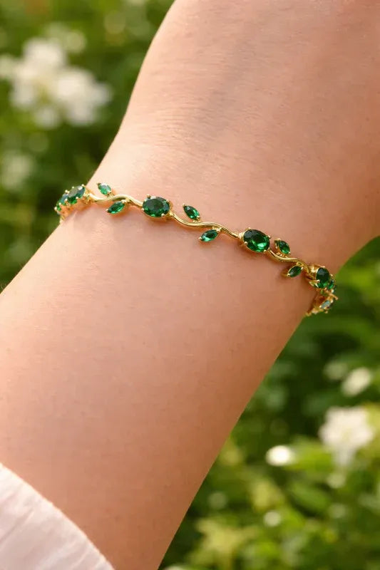 Emerald Vine Premium Bracelet – Botanical Gold Collection