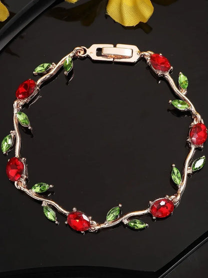 Royal Crimson Vine Bracelet – Luxury Floral Rose Collection