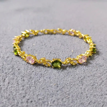 Multi-Gemstone Leaf & Vine Branch Bracelet - Premium Colorful Crystal Wristwear