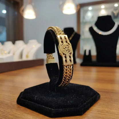 Men's Premium Double-Row Gold Franco Chain Bracelet – Tree of Life Emblem